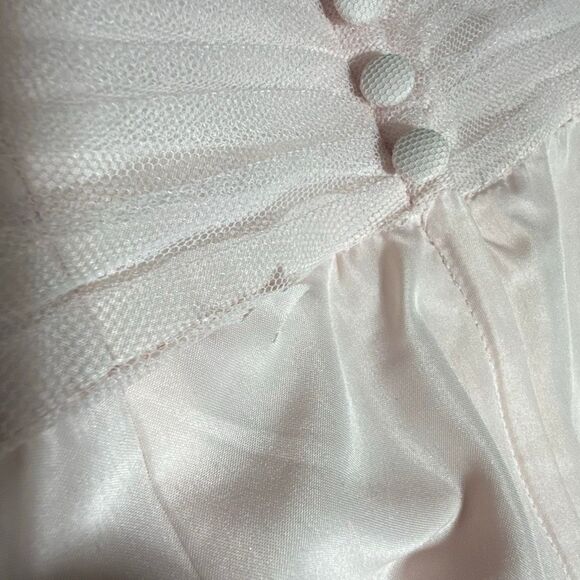 Blush Pink Satin Maxi Dress with Pleated Bodice - Picture 7 of 11